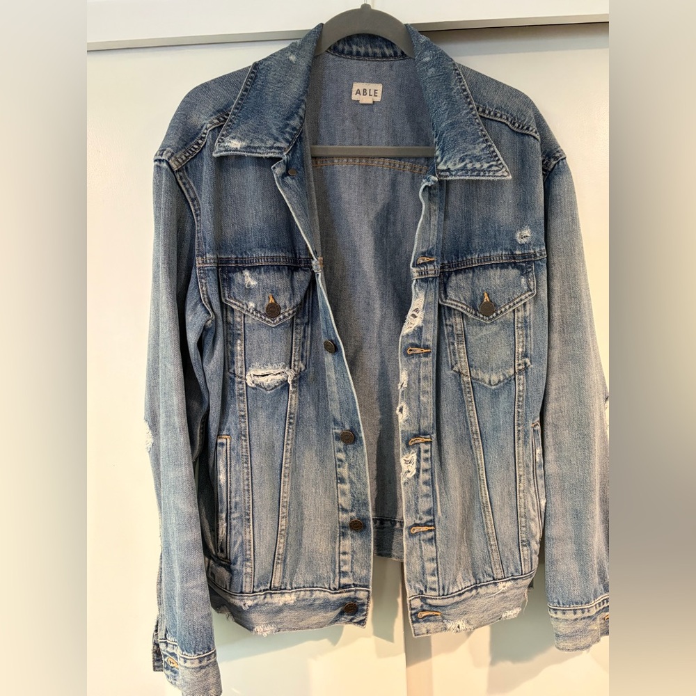 Able Merly Distressed Jean Jacket XL